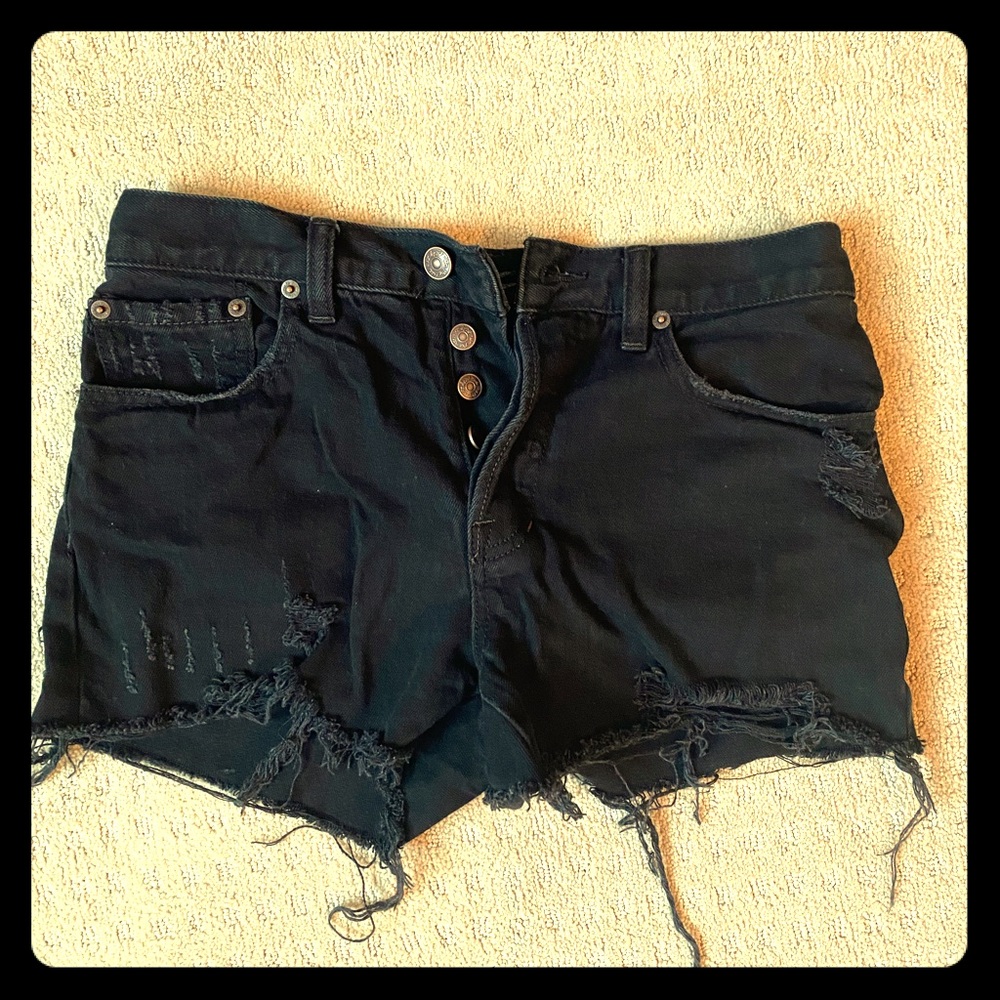 We the free black distressed jean shorts